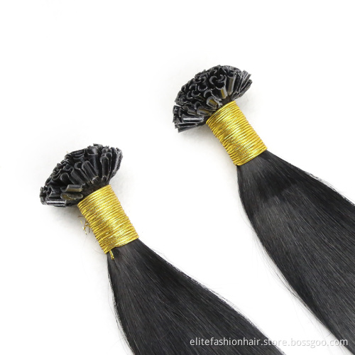 U Tip Hair Wholesale Raw Indian Kinky Curly Itip Keratin Bonds Flat U Remy Human Hair Extensions Micro Links Microlink